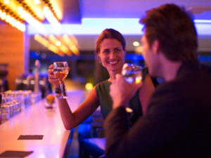 Drinking wine with my gentleman in a hotel bar